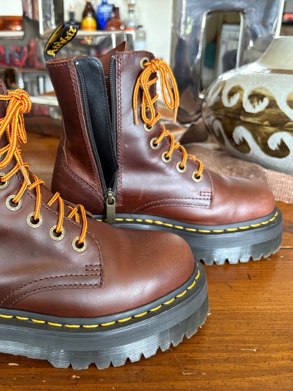 Dr. Martens Jadon Platform Boots Leather Brown Women’s US 6 Excellent Condition